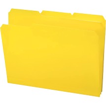 Top Tab Poly Colored File Folders, 1/3-Cut Tabs, Letter Size, Yellow, 24/Box