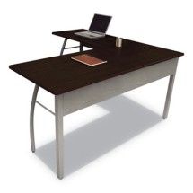Trento Line L-Shaped Desk, 59.13w x 59.13d x 29.5h, Mocha/Gray