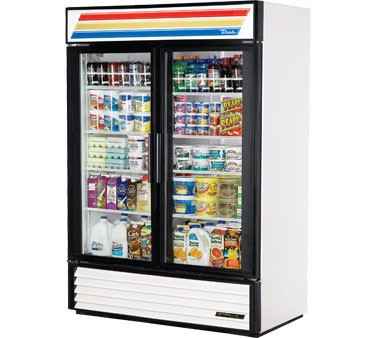 True GDM-49-HC~TSL01 2-Section Glass Door Refrigerated Merchandiser 54"