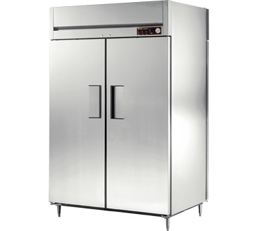 True STR2HPT-2S-2S 2-Section Pass-Thru Solid Front / Solid Back Door Stainless Steel Heated Cabinet 52 5/8"