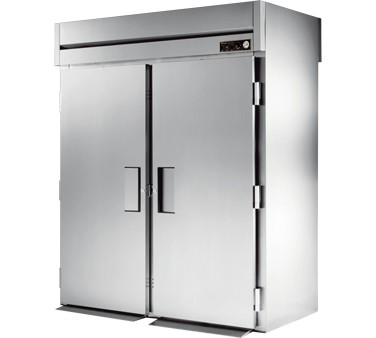 True STR2HRT-2S-2S Roll Thru 2-Section Solid Door Stainless Steel Heated Cabinet 68"