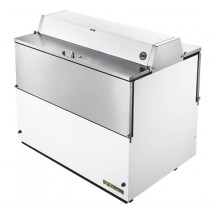 True TMC-49-DS-SS-HC 2-Sided Milk Cooler with White / Stainless Interior and Exterior 49&quot;