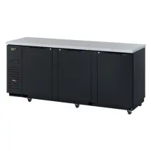 Turbo Air BB-4SBD-N Black 3-Section Solid Door Back Bar Refrigerator 90&quot;