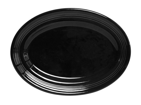 Tuxton CBH-136 Black Concentrix  Oval Platter 13-3/4" x 10-1/2" - 6 pcs