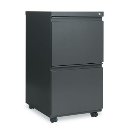 Two-Drawer Metal Pedestal File with Full-Length Pull, 14.96w x 19.29d x 27.75h, Charcoal