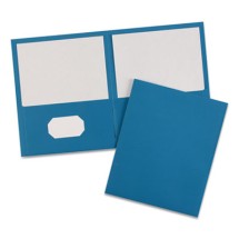 Two-Pocket Folder, 40-Sheet Capacity, Light Blue, 25/Box