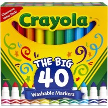 Crayola Ultra-Clean Washable Markers, Broad Bullet Tip, Assorted Colors, 40/Set