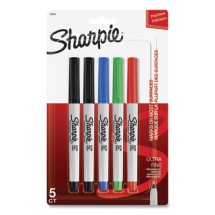 Sharpie Ultra Fine Tip Permanent Marker, Extra-Fine Needle Tip, Assorted Colors, 5/Set