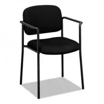 HON VL616 Scatter Black Leather Stacking Guest Chair with Arms