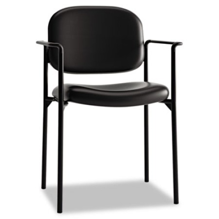 VL616 Stacking Guest Chair with Arms, Black Seat/Black Back, Black Base