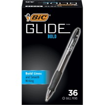 BIC Velocity Atlantis Bold Retractable Ballpoint Pen, 1.6mm, Black Ink & Barrel, 36/Pack