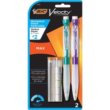 BIC Velocity Max Pencil, 0.7 mm, HB (#2.5), Black Lead, Assorted Barrel Colors, 2/Pack
