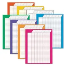 Vertical Incentive Chart Pack, 22"W x 28"H, 8 Assorted Colors, 8/Pack