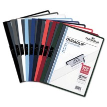 Vinyl DuraClip Report Cover with Clip, Letter, Holds 30 Pages, Clear/Black, 25/Box