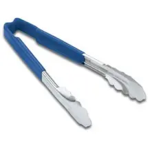 Vollrath 4781630 Jacob's Pride Stainless Steel Scalloped Tongs with Blue Coated Kool Touch Handle 16&quot;
