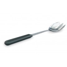 Vollrath 46920 Kool Touch Stainless Steel Notched Serving Spoon with Black Hollow Handle