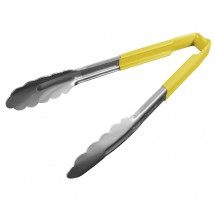 Vollrath 4780950 Jacob's Pride Stainless Steel Scalloped Tongs with Yellow Coated Kool-Touch Handle 9-1/2&quot;