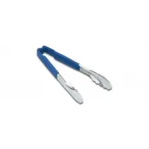 Vollrath 4781230 Jacob's Pride Stainless Steel Scalloped Tongs with Blue Coated Kool-Touch Handle 12&quot;