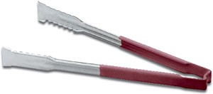 Vollrath 4790940 Jacob's Pride Stainless Steel VersaGrip Tongs with Red Coated Kool-Touch Handle 9-1/2"
