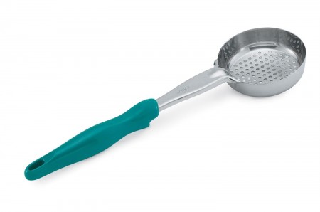 Vollrath 6432655 Teal Perforated Round Spoodle Portion Spoon 6 oz.