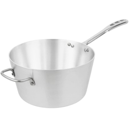 Vollrath 67307 Wear-Ever Natural Finish Tapered Sauce Pan with TriVent Chrome Plated Handle and Helper Handle 7 Qt.