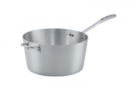 Vollrath 67310 Wear-Ever Natural Finish Tapered Sauce Pan with TriVent Chrome Plated Handle and Helper Handle 10 Qt.