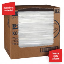 Wypall X60 TERI Reinforced Towels, 12 1/2" x 16 4/5", White, 150 Towels/Box
