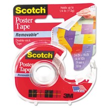 Wallsaver Removable Poster Tape, 1" Core, 0.75" x 12.5 ft, Clear