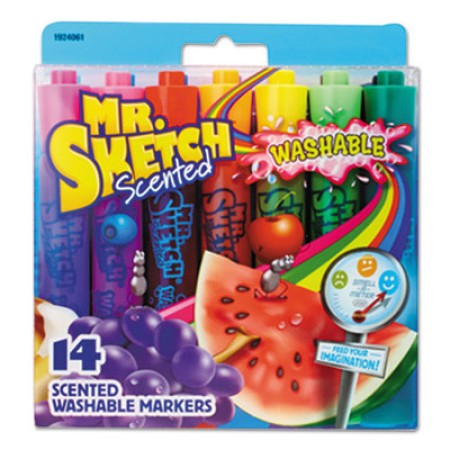 Mr. Sketch Washable Markers, Extra-Fine Bullet Tip, Assorted Colors, 6/Set
