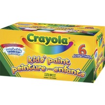 Crayola Washable Paint, 6 Colors, Blue/Green/Orange/Red/Violet/Yellow, 2 oz