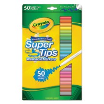 Crayola Washable Super Tips Markers, Broad/Fine Bullet Tip, Assorted Colors