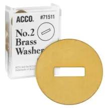 Washers for Two-Prong Fasteners, #2, 1.25" Diameter, Brass, 100/Box