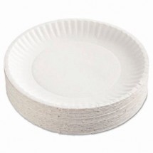Uncoated White Paper Plates, 9&quot;, 1200/Carton