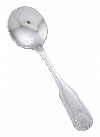 Winco 0006-04 Toulouse Extra Heavy Weight 18/0 Stainless Steel Bouillon Spoon - 1 doz
