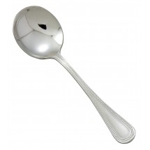 Winco 0036-04 Deluxe Pearl Extra Heavy Weight Stainless Steel Bouillon Spoon - 1 doz