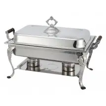 Winco 408-1 Crown Full Size Rectangular Stainless Steel Chafer with Lift-Off Lid 8 Qt.