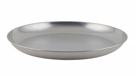 Winco ASFT-18 Round Brushed Aluminum Seafood Platter Tray 200 oz.