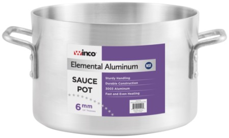 Winco ASHP-20 Elemental Aluminum Sauce Pot, 6mm 20 Qt.