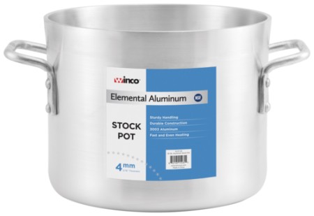Winco ALST-16 Elemental Aluminum Stock Pot, 4mm 16 Qt.