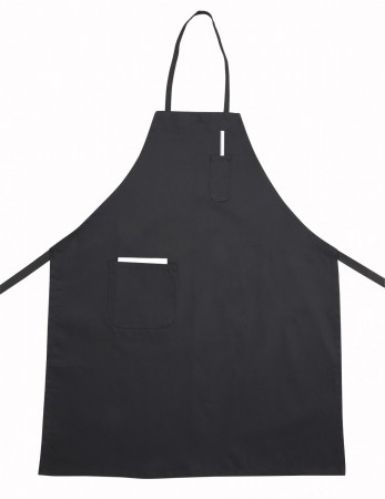 Winco BA-PBK Black Full-Length Bib Apron with Pocket