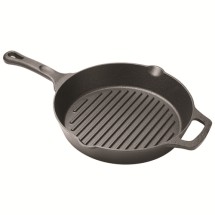 Winco CAGP-10R FireIron&trade; Round Induction Cast Iron Grill Pan, 10-1/4&quot; Dia x 1-3/4&quot; H