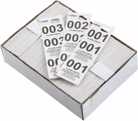 Winco CCK-5WT White Coat Check Tickets - Box of 500 pcs
