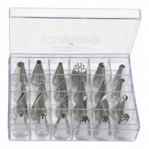 Winco CDT-24 24 Piece Stainless Steel Cake Decorating Tube Set