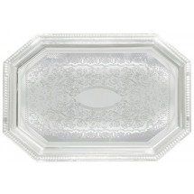 Winco CMT-1217 Octagonal Chrome-Plated Serving Tray 17&quot; x 12-1/2&quot;