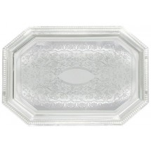 Winco CMT-1420 Octagonal Chrome-Plated Serving Tray 20&quot; x 14-1/2&quot