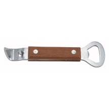 Winco CO-303 Stainless Steel Can Tapper / Bottle Opener with Wood Handle 7&quot;