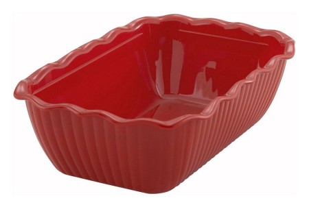 Winco CRK-10R Red Fluted Deli Crock 10" x 7" x 3"