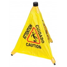 Winco CSF-4 4-Facet Wet Floor Caution Sign