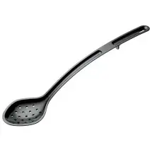 Winco CVPS-15K Black Polycarbonate 15&quot; Curved Perforated Serving Spoon 1 1/2 oz