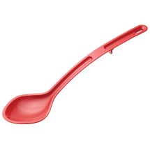 Winco CVSS-13R Red Polycarbonate 13&quot; Curved Serving Spoon 1 1/2 oz.